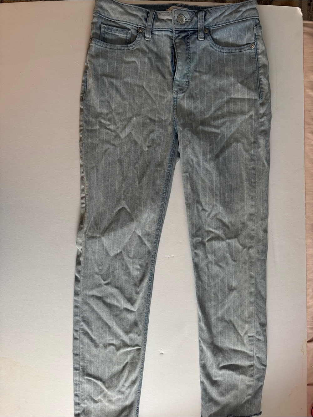 LC Lauren Conrad Light Blue Pinstripe Cropped Jeans